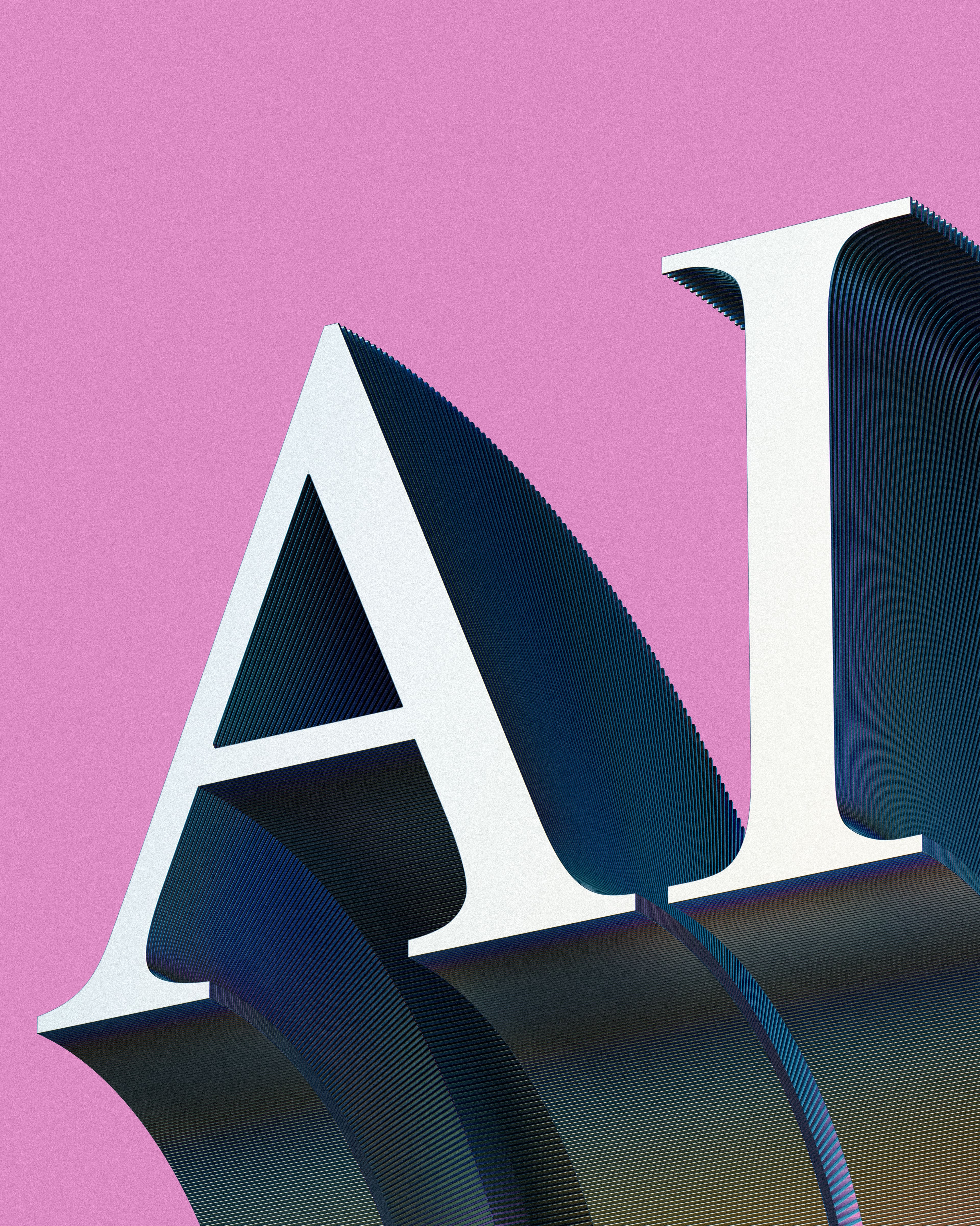 Large AI letters on a pink background