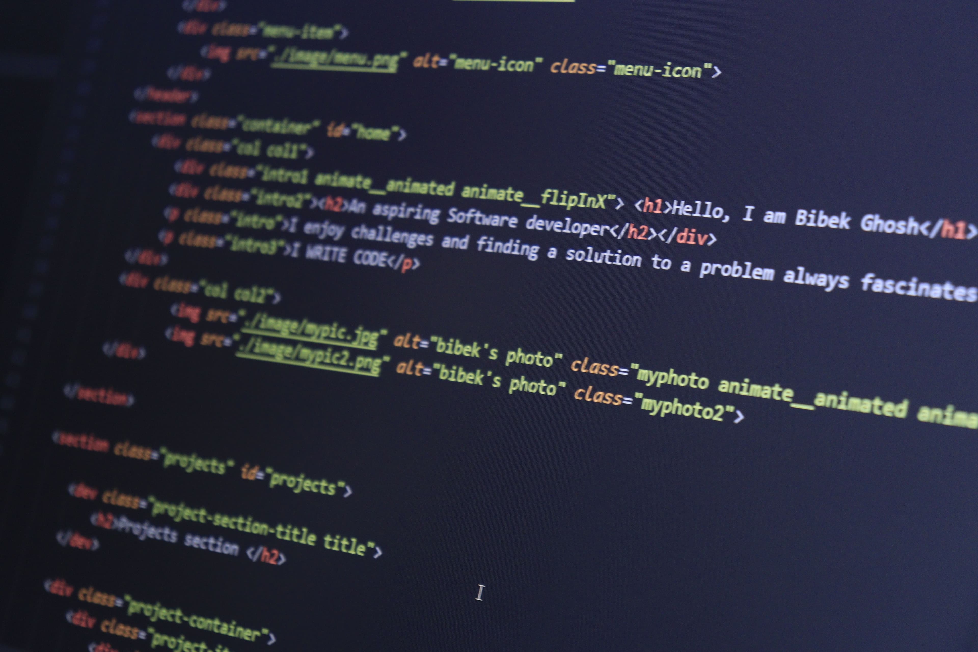 Close-up of code on a screen